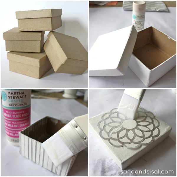 Decorative Decoupage Gift Boxes - Sand and Sisal